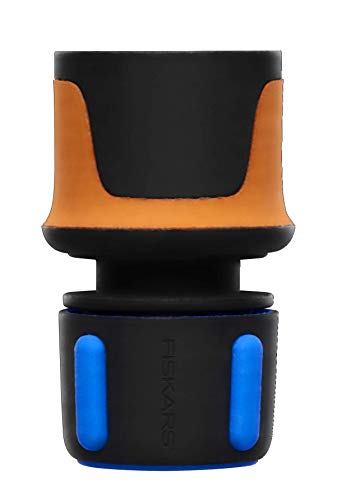 Fiskars Schlauchanschluss, SoftGrip-Kontaktpunkte, Universalgröße, Ø 1,3-1,5 cm (1/2-5/8''), 30 g, Schwarz/Orange/Blau, 1027072 von Fiskars