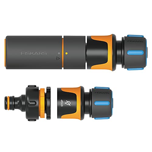 Fiskars Schlauchdu?sen Starterkit, SoftGrip, Mit Schlauchdüse, Hahnverbinder Multi und Schlauchanschlüssen, Ø 1,3-1,5 cm (1/2-5/8''), Schwarz/Orange/Blau, 1027091 von Fiskars