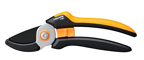 Fiskars Amboss-Gartenschere L, Solid, P361, Für trockene Zweige und Äste, Antihaftbeschichtet, Edelstahl-Klingen, Länge: 20,1 cm, Schwarz/Orange, 1057165 von Fiskars