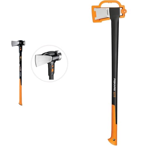 Fiskars Spaltaxt IsoCore XXL zum Spalten von Stammstücken oder zum Eintreiben 92 cm, 3,6 kg, Schwarz/Orange & Spaltaxt, Inklusive Klingen- und Transportschutz,: 96 cm, Antihaftbeschichtet von Fiskars