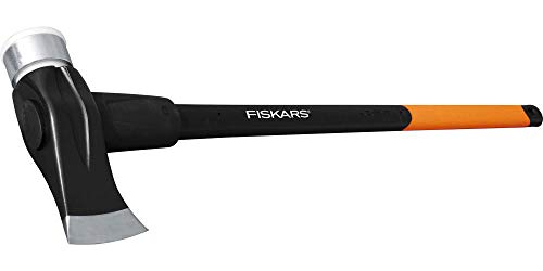 Fiskars Spalthammer (geschmiedet), 2 in 1: Axt und Hammer, Gewicht: 3,9 kg, Gehärtete Stahl-Klinge/Glasfaserverstärkter Kunststoff-Griff, Schwarz/Orange, SAFE-T, X39, 1001703 von Fiskars