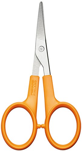 Fiskars Stickschere mit gebogenen Klingen, Länge: 10 cm, Für Rechts- und Linkshänder, Rostfreie Stahl-Klinge/Kunststoff-Griffe, Orange, Classic, 1005144 von Fiskars