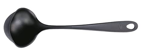 Fiskars Suppenlöffel mit tropfsicherem Rand, Essential, Kunststoff, Länge: 28 cm, Volumen: 100 ml, Für Rechts- und Linkshänder, Schwarz, 1065594 von Fiskars