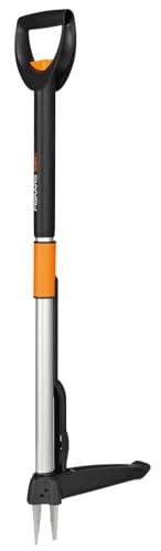 Fiskars Teleskop-Unkrautstecher, Länge 1 - 1,19 m, Rostfreie Stahl-Arme/Kunststoffgriff, Schwarz/Orange, Smart-Fit, 1020125 von Fiskars
