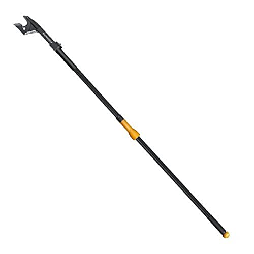 Fiskars Amboss-Schneidgiraffe für trockenes und hartes Holz, Nicht teleskopierbar, Schnittwinkel um 260° verstellbar, Stahlklinge/Aluminiumstiel, Länge 1,61 m, Schwarz/Orange, UP53, 1000597 von Fiskars