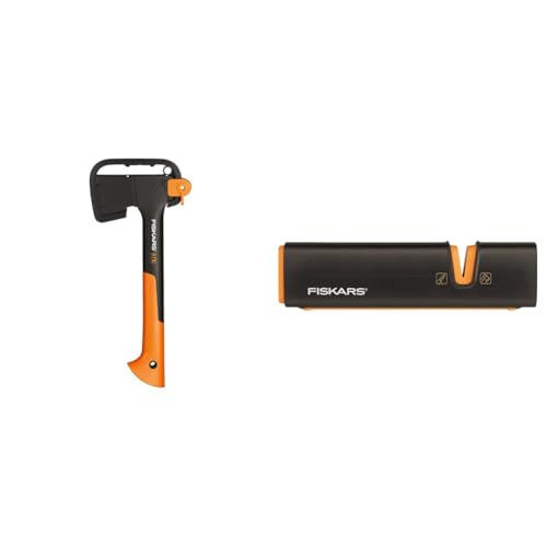 Fiskars Universalaxt, Inklusive Klingen- und Transportschutz, Länge: 35,5 cm, X7-XS & Fiskars Axt- und Messerschärfer, Xsharp von Fiskars