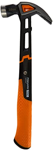 Fiskars Universalhammer IsoCore L mit gebogener Klaue, Länge: 34 cm, Gewicht: 779 g, Schwarz/Orange, 1027203 von Fiskars