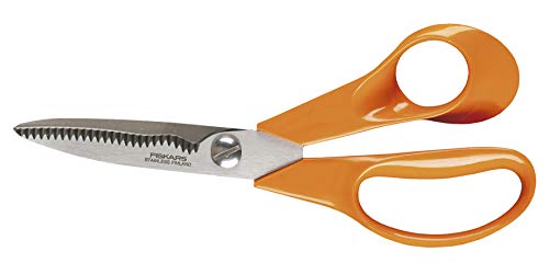 Fiskars Universalschere mit gezahnter Klinge, Länge: 18 cm, Rostfreie Stahl-Klinge/Kunststoff-Griffe, Orange, Classic, S92, 1000555 von Fiskars