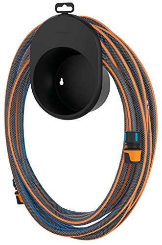 Fiskars Wasserschlauch-Set, Mit 2 Schlauchanschlüssen und Wandhalterung, Universalgröße, Verwindungssteifigkeit Stufe 4 (von 5), 15 m, Ø 1,3 cm (1/2''), 2,05 kg, Schwarz/Orange/Blau, 1027678 von Fiskars