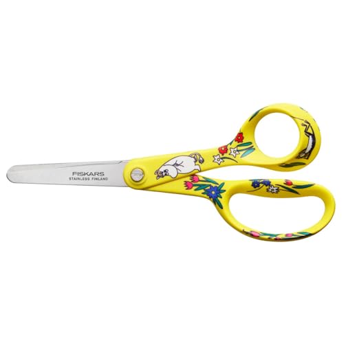 Fiskars X Moomin Kinderschere mit Mumin-Design, Rechtshändig, Länge: 13 cm, Sicherheitsklingen aus rostfreiem Stahl, Snorkfräulein, 1067191 von Fiskars