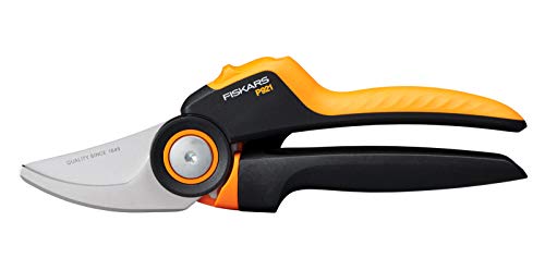 Fiskars Bypass-Gartenschere M, X-series PowerGear, P921, Mit Rollgriff, Für frische Äste und Zweige, Antihaftbeschichtet, Edelstahl-Klingen, Länge: 20,1 cm, Schwarz/Orange, 1057173 von Fiskars