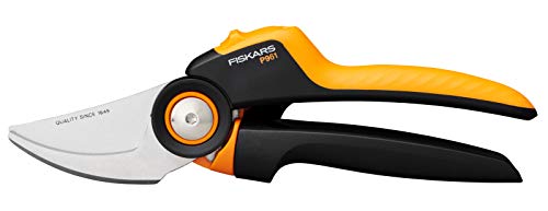 Fiskars Bypass-Gartenschere L, X-series PowerGear, P961, Mit Rollgriff, Für frische Äste und Zweige, Antihaftbeschichtet, Edelstahl-Klingen, Länge: 22,2 cm, Schwarz/Orange, 1057175 von Fiskars