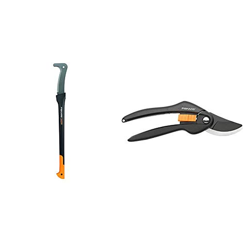 Fiskars lange Machete, Länge 94,5cm, Antihaftbeschichtet, Gehärtete Stahlklinge/Glasfaserverstärkter Kunststoffgriff & Bypass-Gartenschere für frische Äste und Zweige, Hochwertige Stahl-Klingen, 20cm von Fiskars