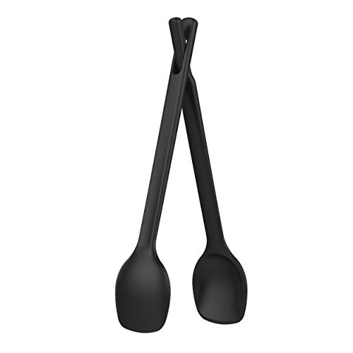 Fiskars praktisches Salatbesteck, als Löffel oder zusammengesteckt als Zange verwendbar, Länge: 29 cm, Kunststoff, Functional Form, Schwarz, 1014434 von Fiskars