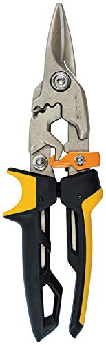 Fiskars Blechschere, Gerader Schnitt, Bis zu 40% mehr Kraft, Länge 25 cm, Stahl/Kunststoff, Schwarz/Orange, PowerGear, 1027207 von Fiskars