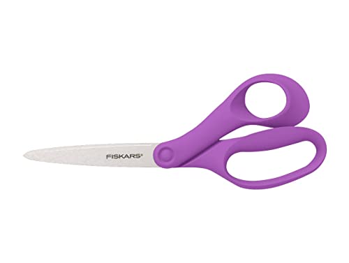 Fiskars Schere für Jugendliche von 15-18 Jahren, Rechtshändig, Gesamtlänge: 20 cm, Rostfreier Stahl/Kunststoff, Violett, 1067865 von Fiskars