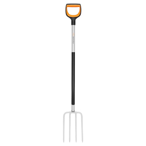 Fiskars Spatengabel für Harte, steinige Böden, Mit 4 Zinken, Länge: 120 cm, Qualitätsstahl-Zinken/Glasfaserverstärkter Kunststoff-Stiel, Schwarz/Orange, Xact, 1070716 von Fiskars