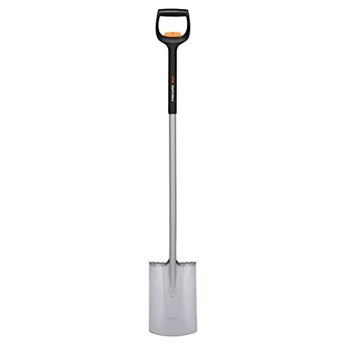 Fiskars Teleskop-Spaten für weiche, steinarme Böden, Rund, Länge: 111 - 130 cm, Verstärktes Borstahl-Blatt, Schwarz/Orange, Xact, 1066733 von Fiskars