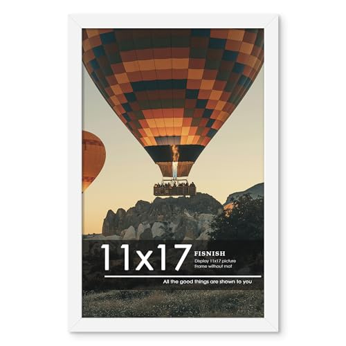 Fisnish 11x17 Bilderrahmen Weiß, Klassischer Posterrahmen für horizontale oder vertikale Wandmontage, 1 Stück von Fisnish