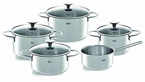 Fissler Copenhagen / Edelstahl-Topfset, 5-teilig, Kochtopf-Set, Töpfe mit Glas-Deckel, Induktion, alle Herdarten (3 Kochtöpfe, 1 Bratentopf, 1 Stielkasserolle-deckellos) von Fissler