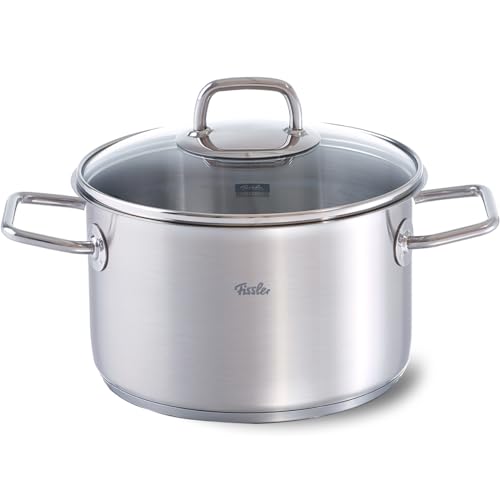 Fissler Viseo / Edelstahl-Topf (5,7 L - Ø 24 cm) Kochtopf mit Glas-Deckel, Innenskalierung, Schüttrand, Induktions-Kochtopf, energiesparend, für alle Herdarten - auch Induktion von Fissler