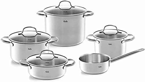 Fissler San Francisco / Edelstahl-Topfset, 5-teilig, Töpfe mit Glas-Deckel, Induktion, alle Herdarten (3 Kochtöpfe, 1 Bratentopf, 1 Stielkasserolle-deckellos) von Fissler