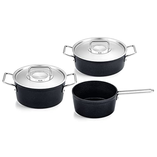 Fissler Adamant / Aluminium-Kochtopfset, 3-teilig, Töpfe-beschichtet mit Metalldeckel, antihaftend (1 Kochtopf ,1 Bratentopf, 1 Stielkasserolle) - Induktion von Fissler