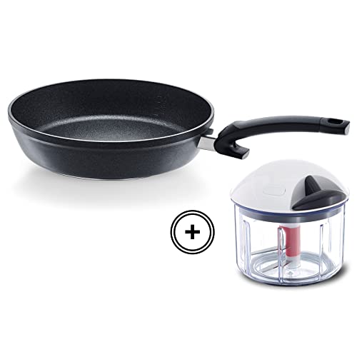 Fissler Adamant Comfort / Aluminium-Pfanne versiegelt ( 28 cm) beschichtete Brat-Pfanne, antihaftend, kratzfest - Induktion + Finecut Gemüse-Zerkleinerer von Fissler