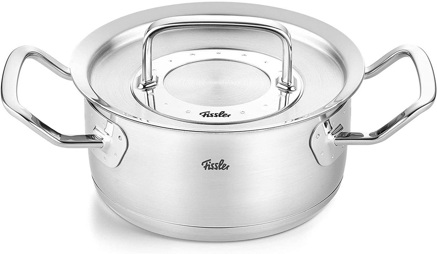 Fissler Bratentopf ORIGINAL-PROFI COLLECTION® Bratentopf, Edelstahl 18/10 (2-tlg), mit breitem Schüttrand, Kaltmetallgriffen. Made in Germany von Fissler