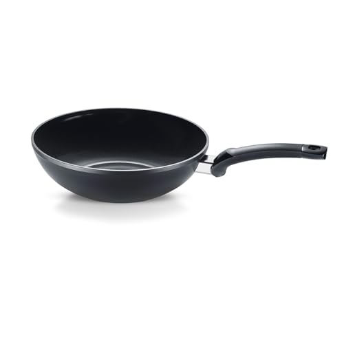 Fissler Ceratal Orbit Black/Aluminium-Wok (Ø 28 cm, 3,7 L) große Keramik-Bratpfanne beschichtet antihaftend, hoher Rand, Made in Germany – Induktion von Fissler