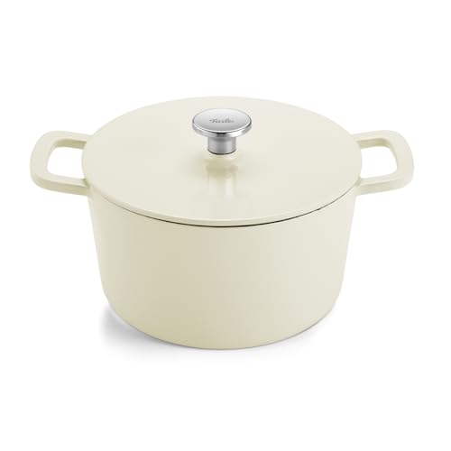 Fissler Moments Collection / Emaillierter Gusseisen-Bräter, rund (Ø 24 cm) Cast-Iron Topf, Cocotte AromaStar-Funktion, Induktion – Elfenbeinweiß, Weiß von Fissler