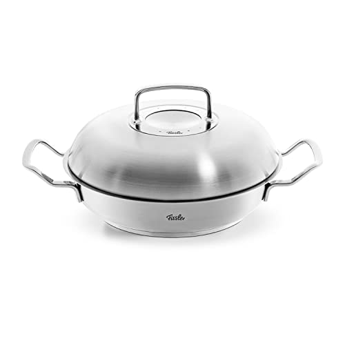 Fissler Original-Profi Collection / Edelstahl-Servierpfanne rund (2 L, Ø 24 cm) mit Hochraum-Deckel, novogrill Bratfläche, Innenskalierung - Induktion von Fissler