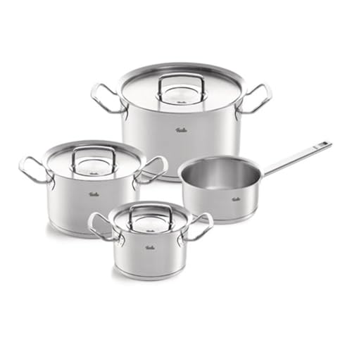 Fissler Original-Profi Collection / Edelstahl-Topfset, 4-teilig, Koch-Töpfe mit Metall-Deckel (3 Kochtöpfe, 1 Stielkasserolle-deckellos) - Induktion von Fissler