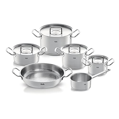 Fissler Original-Profi Collection / Edelstahl-Topfset + Gratis Servierpfanne, 5-teilig, inkl. Metall-Deckel (3 Kochtöpfe, 1 Bratentopf, 1 Stielkasserolle) – Induktion von Fissler