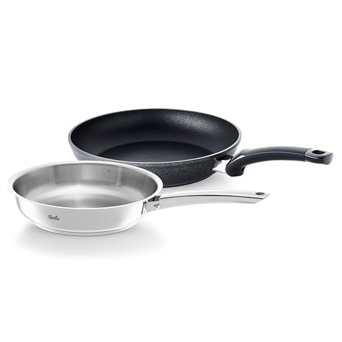 Fissler Pfannen Set 2-teilg / Edelstahl-Pfanne Steelux Pro unbeschichtet (Ø 24 cm) & Aluminiumpfanne Levital+ Classic beschichtet (Ø 28cm) – Induktion von Fissler