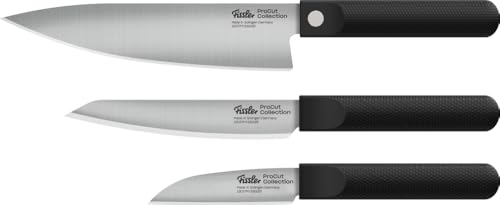 Fissler Procut/Premium Messer-Set 3-teilig (1 Universalmesser 14 cm, 1 Gemüsemesser 9 cm, 1 Kochmesser 20 cm) handgeschliffene Edelstahlklinge, Made in Germany, sehr leicht, ergonomisch von Fissler
