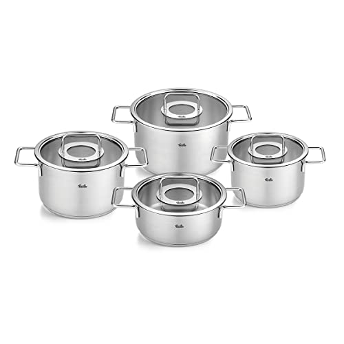 Fissler Pure Collection / Edelstahl-Kochtopfset, 4-teilig, Töpfe mit Glas-Deckel (3 Kochtöpfe,1 Bratentopf) - Induktion von Fissler