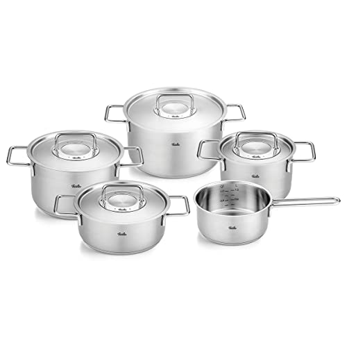 Fissler Pure Collection / Edelstahl-Kochtopfset, 5-teilig, Töpfe mit Metall-Deckel (3 Kochtöpfe,1 Bratentopf 1 Stielkasserolle) - Induktion von Fissler