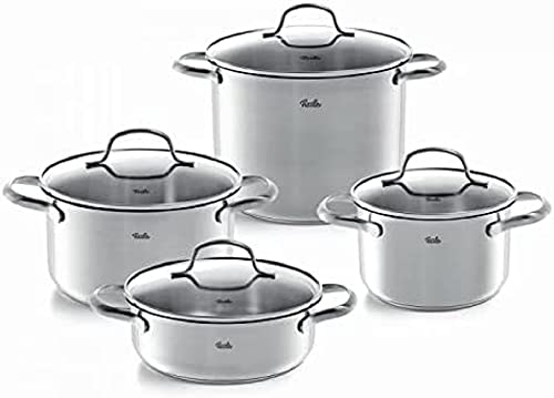 Fissler San Francisco / Edelstahl-Topfset, 4-teilig, Töpfe mit Glas-Deckel, Induktion (3 Kochtöpfe, 1 Bratentopf) von Fissler