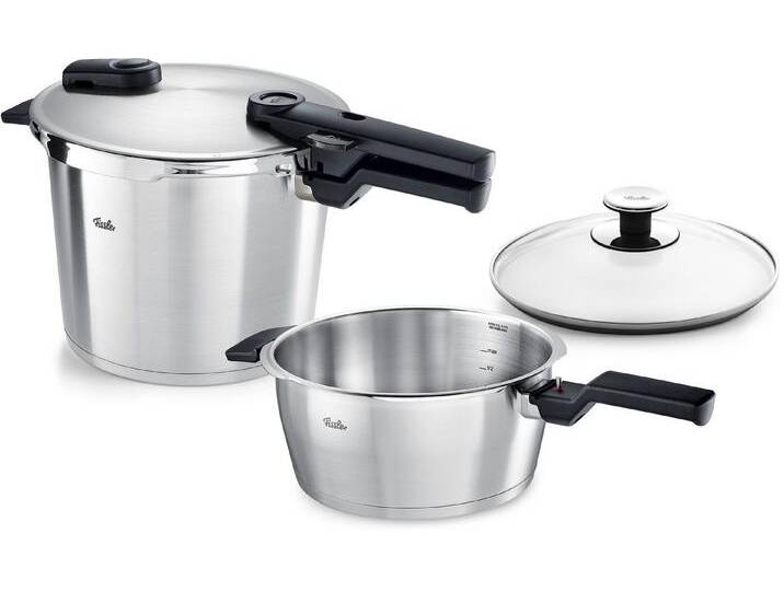 Fissler Schnellkochtopf Vitaquick® Premium, Edelstahl 18/10 (Set, 2-tlg., Schnellkochtopf 3,5 l + 6,0 l + Zusatzdeckel) von Fissler