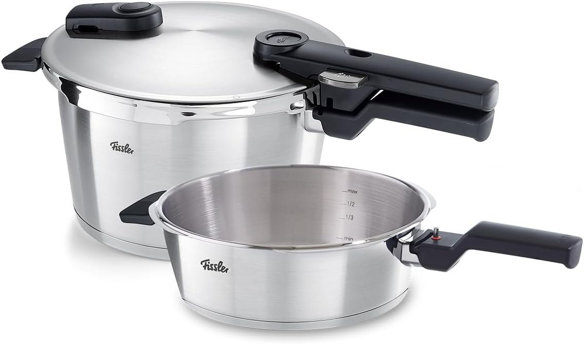 Fissler Schnellkochtopf Vitaquick® Premium, Edelstahl 18/10 (Set, 2-tlg., Schnellkochtopf 4,5 l + Schnellbratpfanne 2,5 l), Premium Qualität – Made in Germany von Fissler
