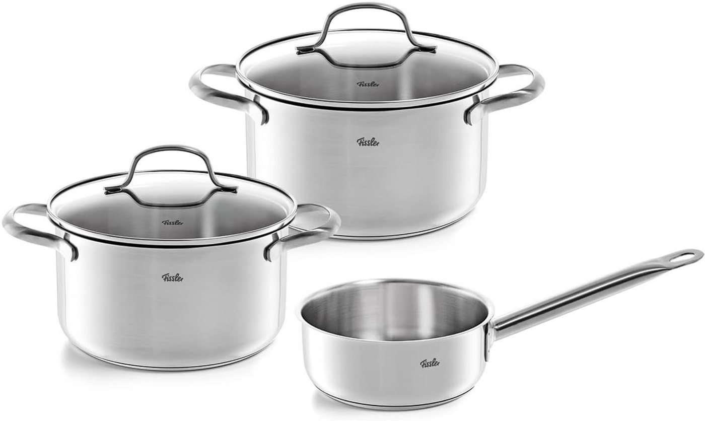 Fissler Topf-Set San Francisco, Edelstahl 18/10 (Set, 3-tlg., Kochtopf 20/24 + Stielkasserolle 16cm oD), spülmaschinengeeignet von Fissler