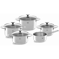 Fissler Topf-Set "Copenhagen", Edelstahl 18/10, (Set, 9 tlg., Bratentopf 20 cm, je 1 Kochtopf 16/20/24 cm, Stielkasserolle 16 cm), Töpfe mit Glasdeckel, Mess-Skala, Induktion, backofengeeignet von Fissler