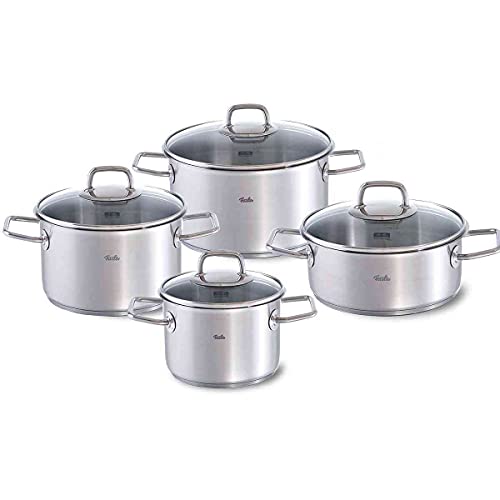 Fissler Viseo / Edelstahl-Topfset, 4-teilig, Kochtopf-Set, Töpfe mit Glas-Deckel, Induktion, alle Herdarten (3 Kochtöpfe, 1 Bratentopf) von Fissler