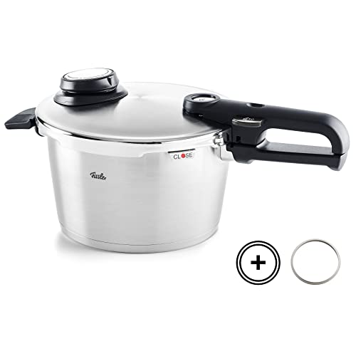 Fissler Vitavit Premium / Schnellkochtopf (4,5 L, 22 cm) Edelstahl-Dampfkochtopf,4-Garstufen, inkl. Einsatz - Induktion + Gratis Ersatz-Dichtungsring ( 22 cm) von Fissler