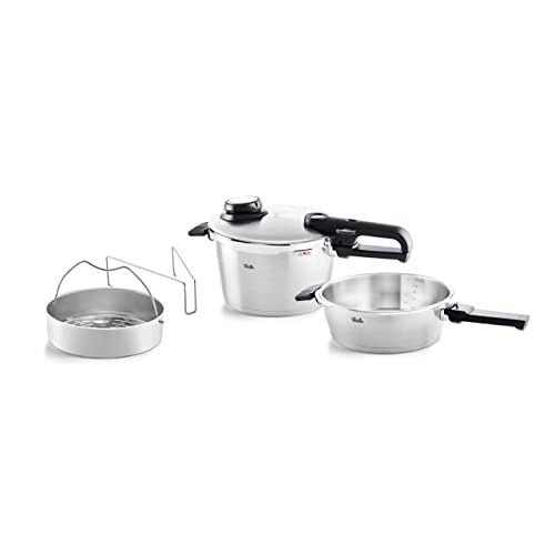 Fissler Vitavit Premium / Schnellkochtopf-Set, 4-teilig (4,5l - Ø 22 cm & Schnellbratpfanne 2,5l - Ø 22 cm) inkl. Metall-Deckel, Einsatz - Induktion von Fissler