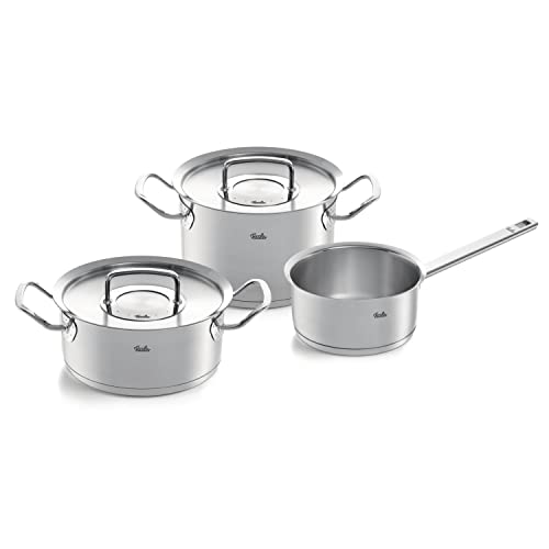 Fissler original-profi collection / Edelstahl-Topfset, 3-teilig, Töpfe mit Metall-Deckel (1 Kochtopf, 1 Bratentopf, 1 Stielkasserolle-deckellos) - Induktion von Fissler