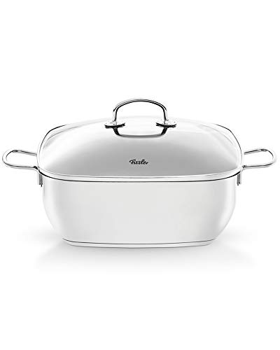 Fissler Secural / Edelstahl-Bräter, beschichtet (6,5 L - Ø 28 cm) großer Schmortopf quadratisch, mit Glas-Deckel, backofengeeignet - Induktion, Silver von Fissler