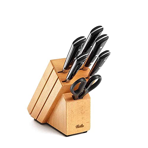 Fissler Texas / Messer-Set bestückt (7-teilig) Messerblock aus Holz (inkl. Koch; Brot; Schäl, Schinken -& Universal-Messer, Schere) von Fissler
