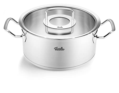 Fissler Original-Profi Collection / Braten-Topf (Ø 24 cm, 4,6 Liter) Edelstahl-Kochtopf, Bräter mit Glas-Deckel - Induktion, Silber von Fissler